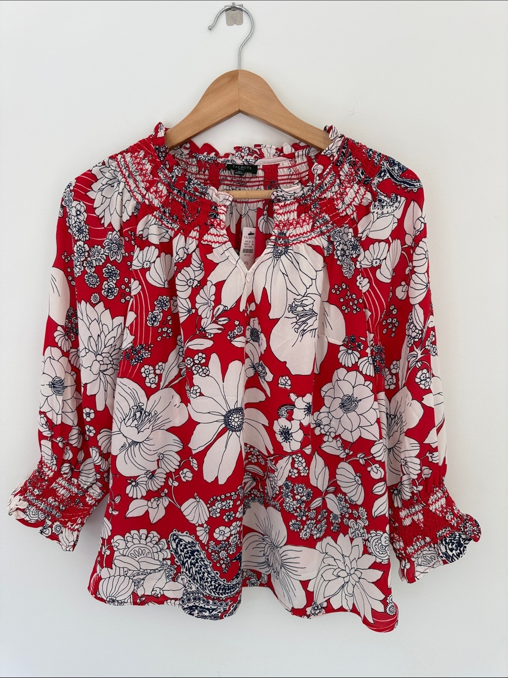 Talbots Floral Smocked Blouse